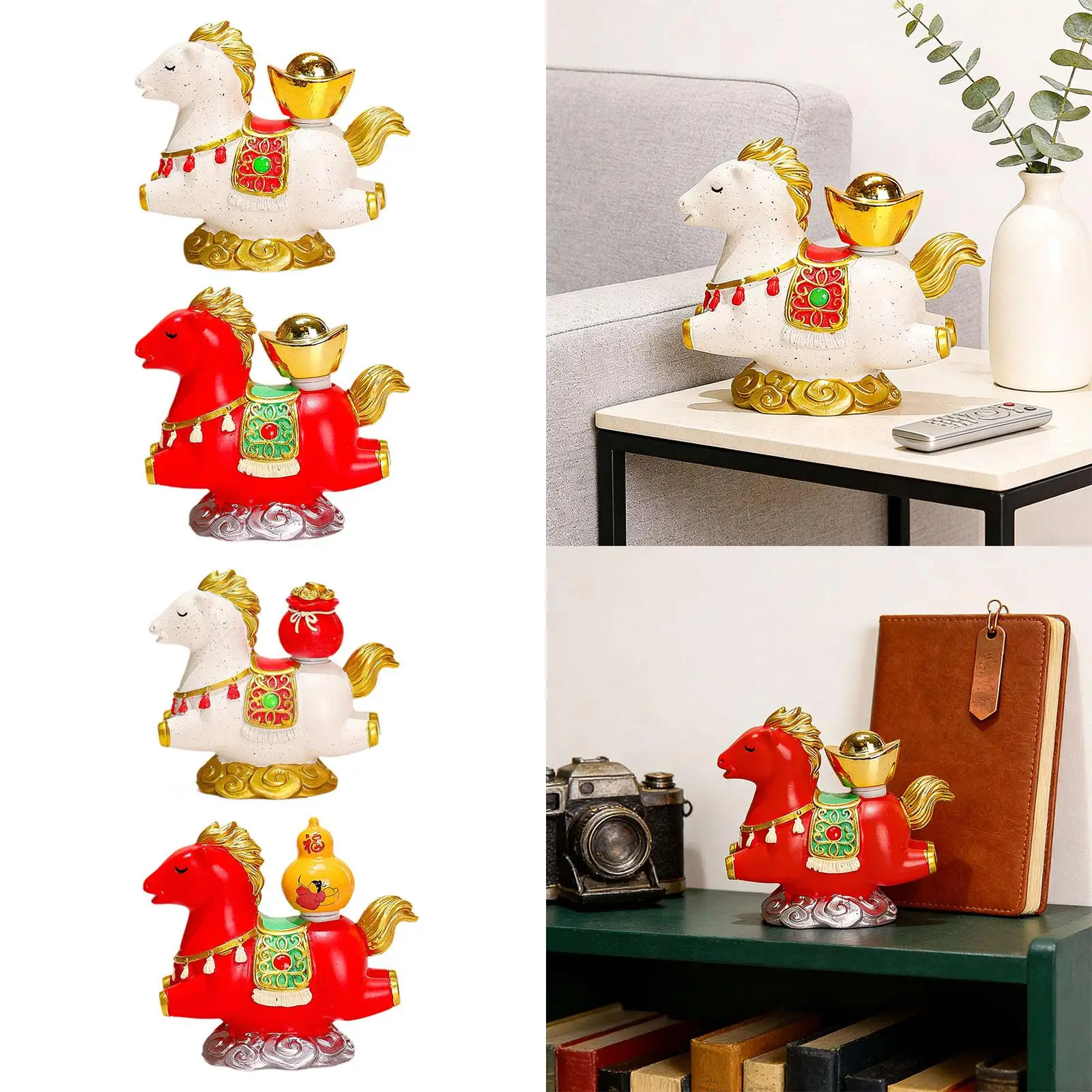 Mini figura de caballo de resina de dibujos animados, decoración de escritorio para habitación de niña, decoración Interior, accesorios de mesa para el hogar