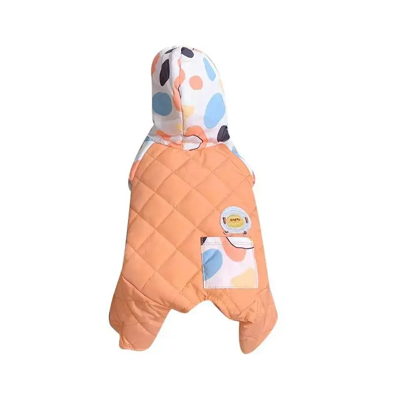 Abrigo de cuatro patas con capucha para mascotas, mono cálido y a prueba de viento para perros, mono de cuatro patas, Schnauzer de peluche para mascotas, ropa para cachorros de otoño e invierno - imagen 5