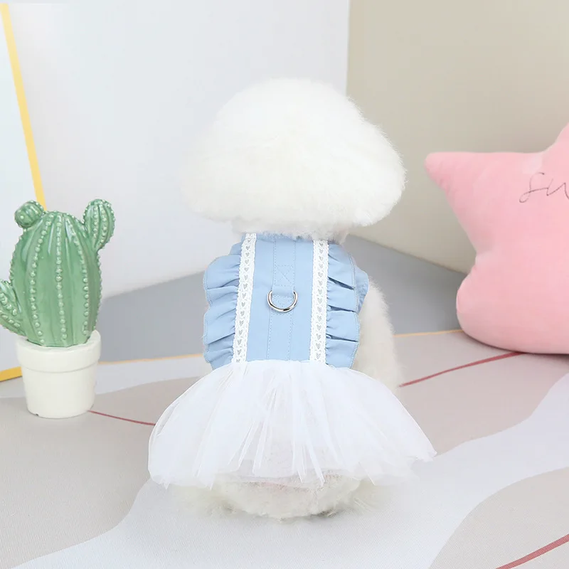 Ropa de perro para perros pequeños, vestido de primavera y verano, moda para cachorros, vestido de princesa de peluche, sin correa, 2022 - imagen 4