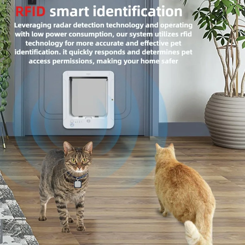 Puerta inteligente con detección RFID para gato, Control de solapa, dirección, entrada, salida, puerta para gato, reconocimiento inteligente, agujero para gatos, electrónica automática - imagen 3