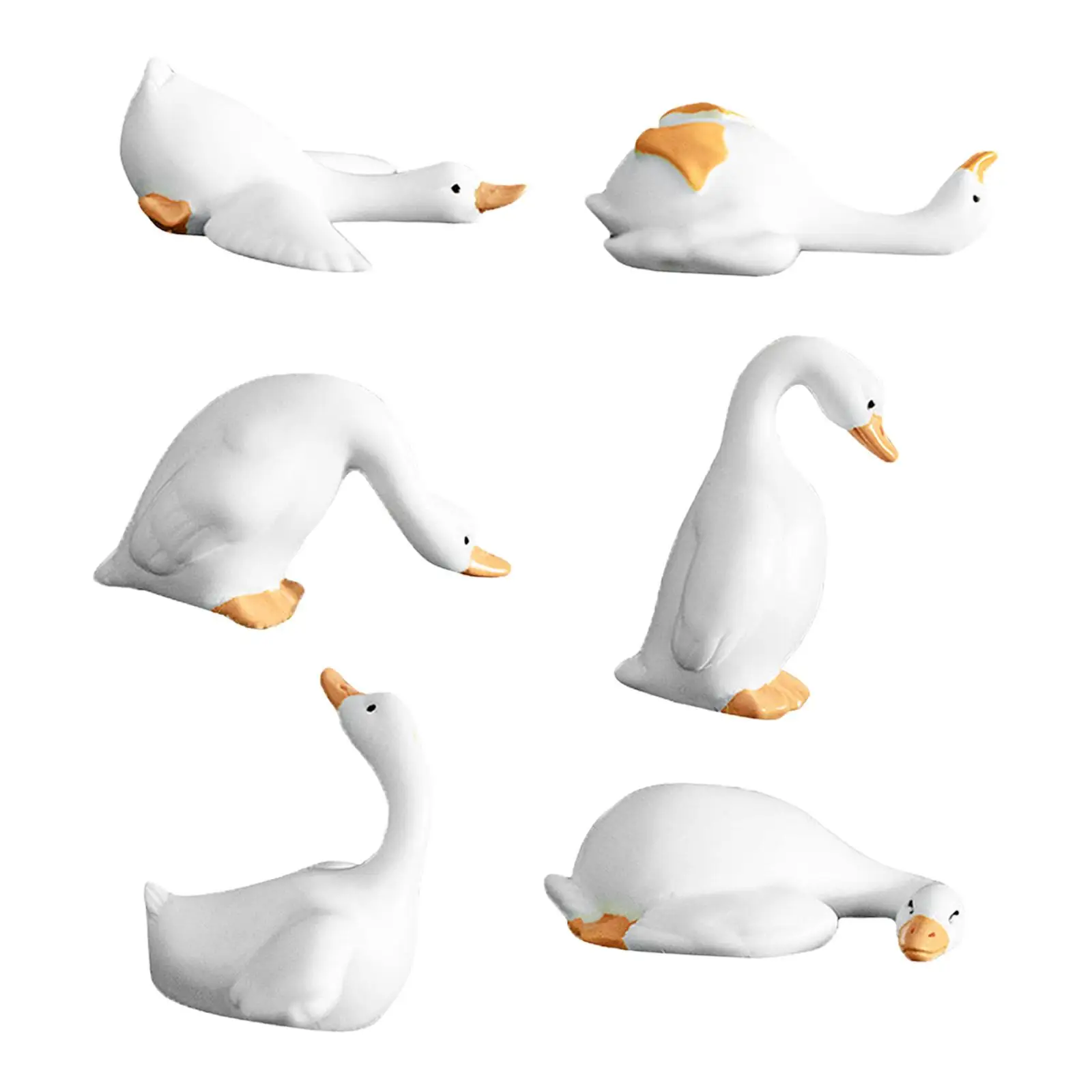 Figuras de ganso en miniatura para exhibición de oficina, regalos, decoración, Mini adornos de animales, estatuas de ganso pequeñas para mesa, sillas, hogar, 6 uds. - imagen 4
