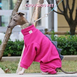 Ropa bonita de invierno para cachorros, ropa Polar cálida de algodón con dinosaurio, ropa italiana para galgo Whippet, rosa y roja