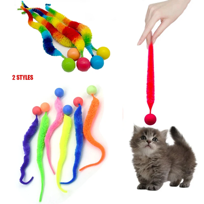Juguete interactivo para gato: pelota rebote y gusano elástico