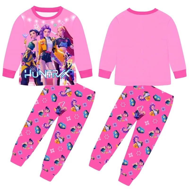 Conjunto de pijamas Kawaii de la película k-pops Demon Hunters para niña, ropa de dormir de Cosplay, tops de manga larga de Anime + pantalones, regalo de Halloween, 2 uds. - imagen 5