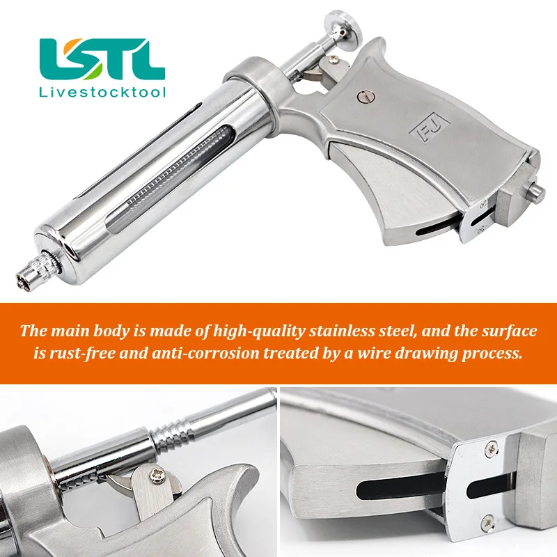 Jeringa continua semiautomática para ganado, equipo veterinario para caballos, ovejas, ganado y cerdos, inyector de vacuna ajustable de 50ml - imagen 4