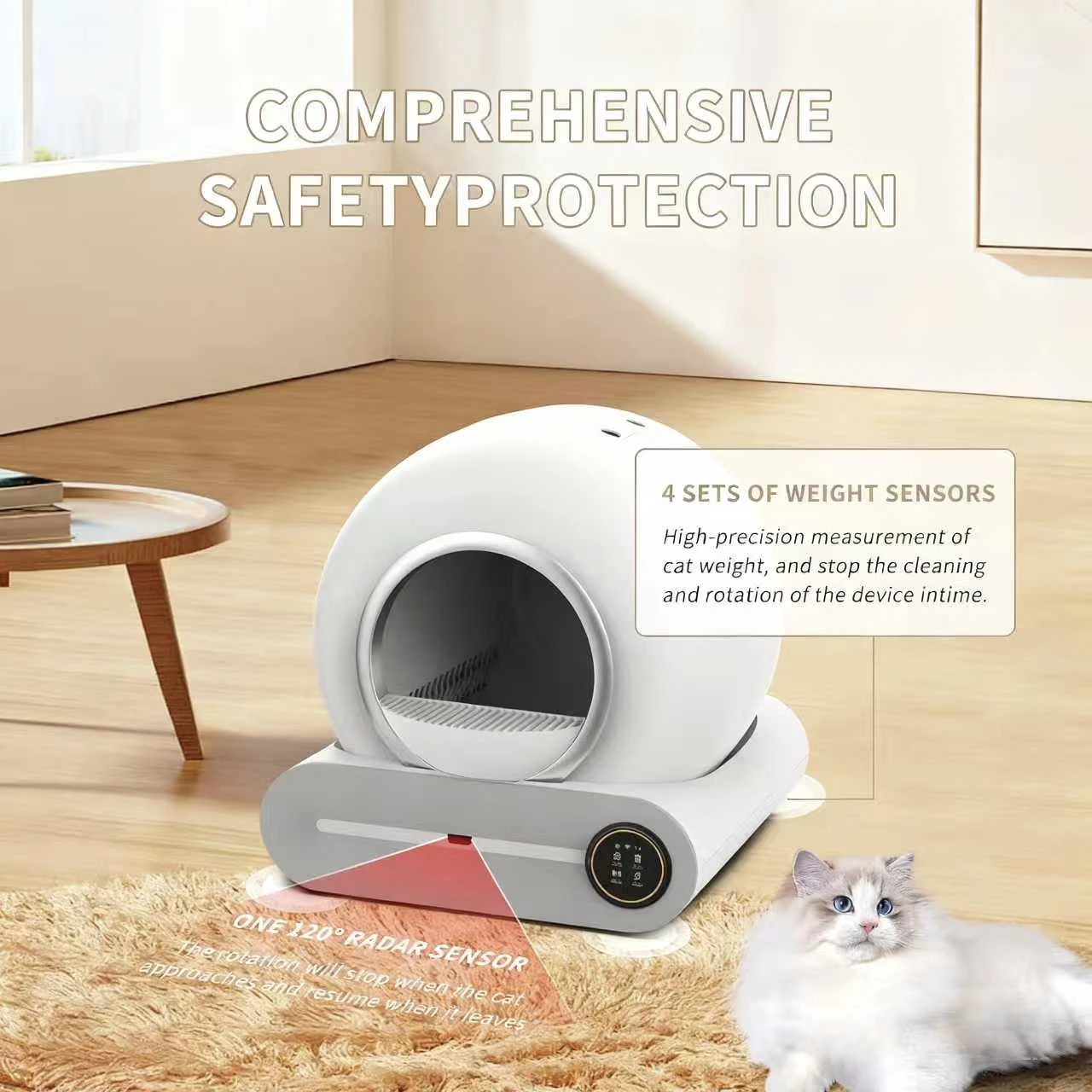 Caja de arena inteligente, inodoro para gatos autolimpiante automático, caja de arena eléctrica para gatos de gran tamaño con control remoto AI - imagen 3