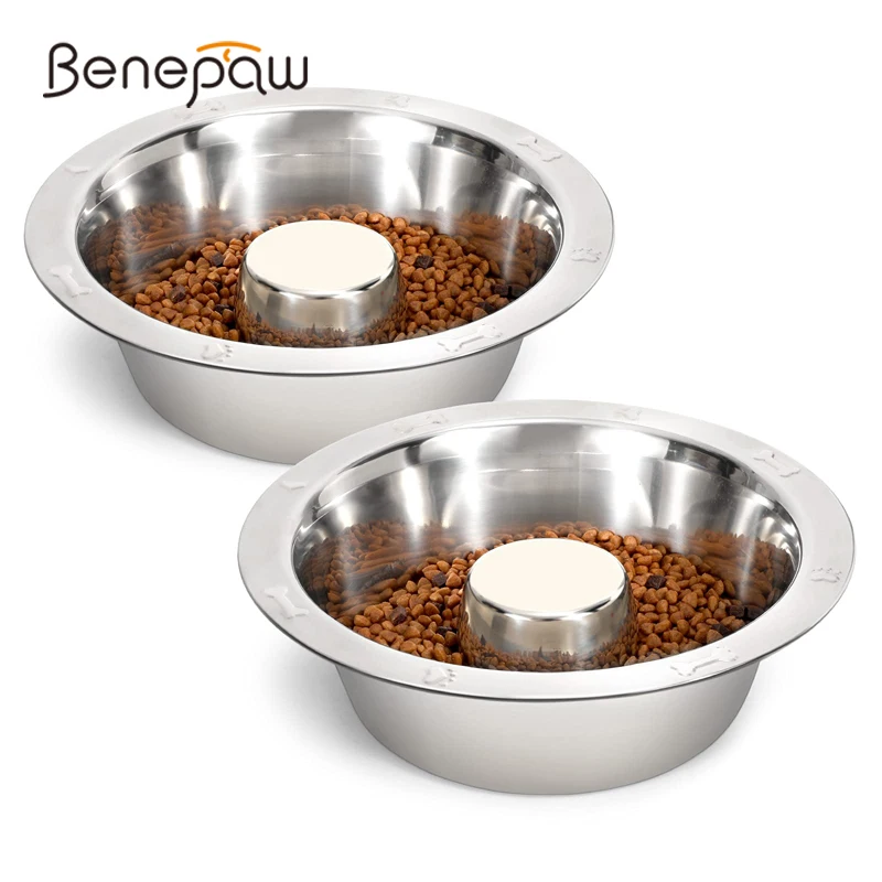 Benepaw cuencos perros alimentador lento acero inoxidable platos alimentación lenta