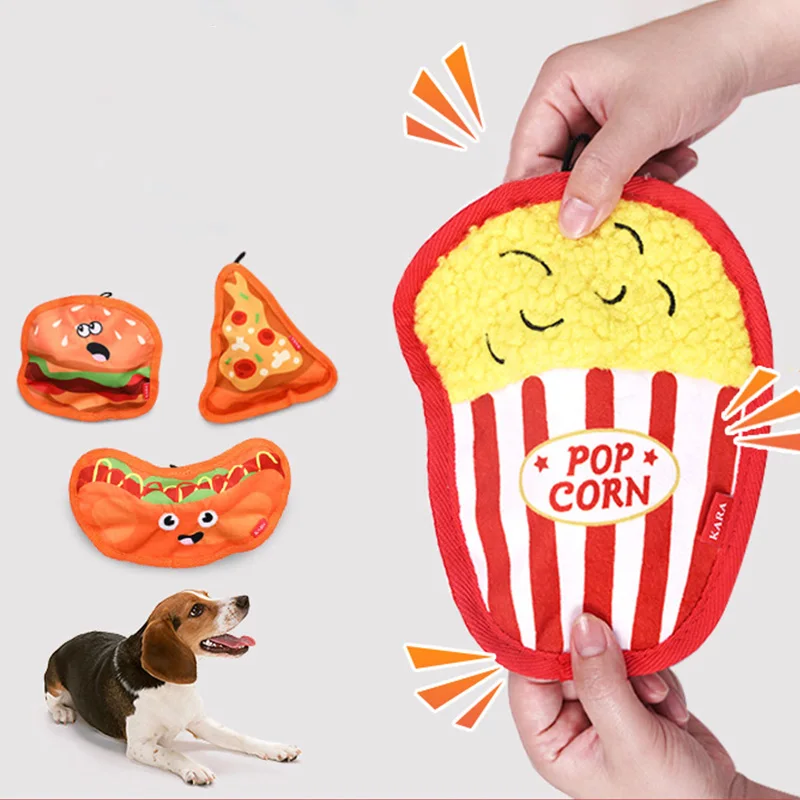 Juguetes para perros resistentes a mordeduras, juguete para masticar para perros en forma de hamburguesa, juguetes interactivos con sonido para cachorros, bonito juguete para mascotas para perros, suministros para mascotas