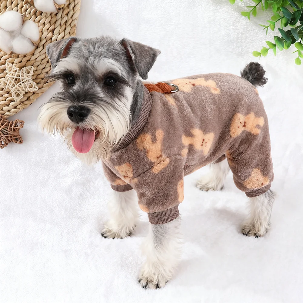 Pijamas para perros, suéteres de lana para cachorros pequeños y medianos, mono de dinosaurio suave y cálido para invierno, disfraz de Navidad - imagen 3