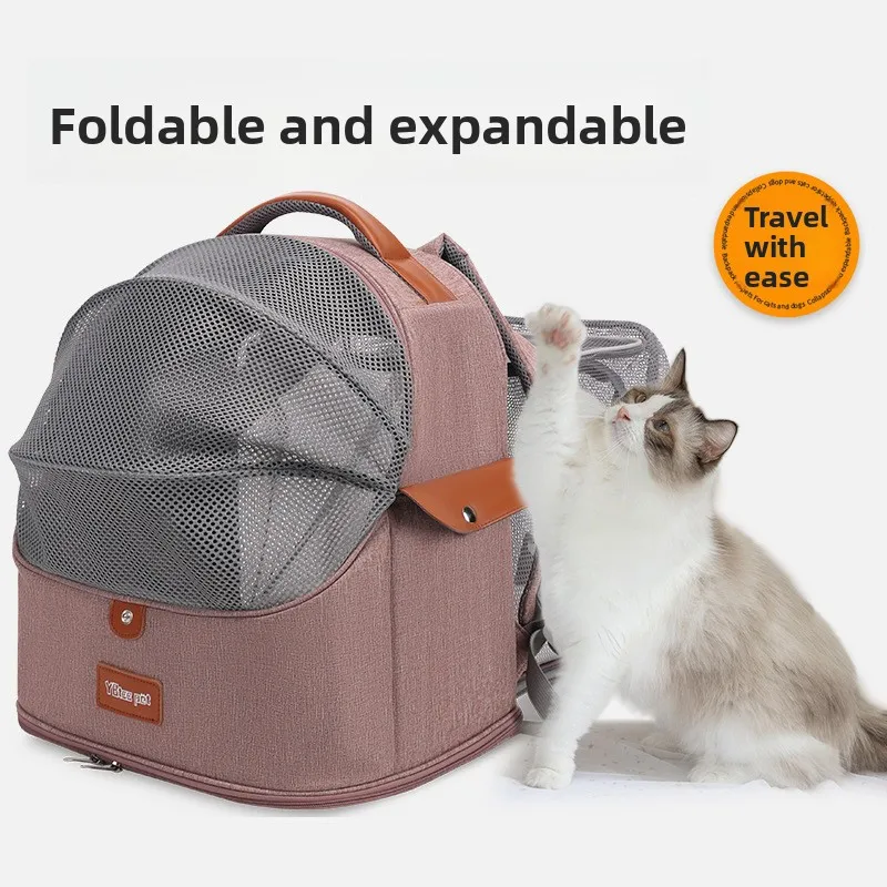 Bolsas para gatos Mochila portátil para gatos Mochila transpirable de gran capacidad Mochila expandible para mascotas Bolsas ligeras y gruesas para mascotas mejoradas