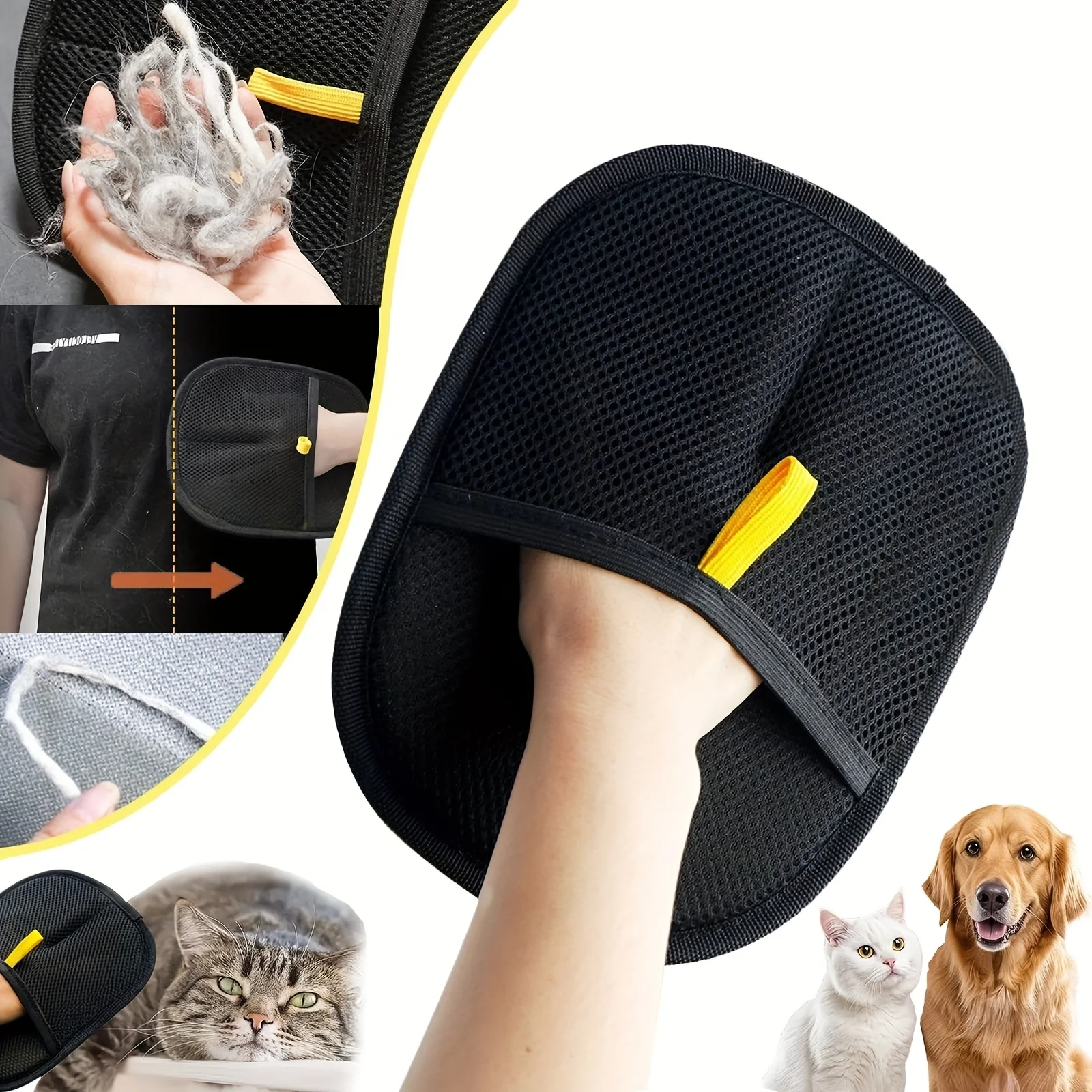 Paquete de 1 guante quitapelos para mascotas, manopla de aseo de doble cara para muebles, asientos y ropa de coche |   Reutilizable y lavable a máquina para
