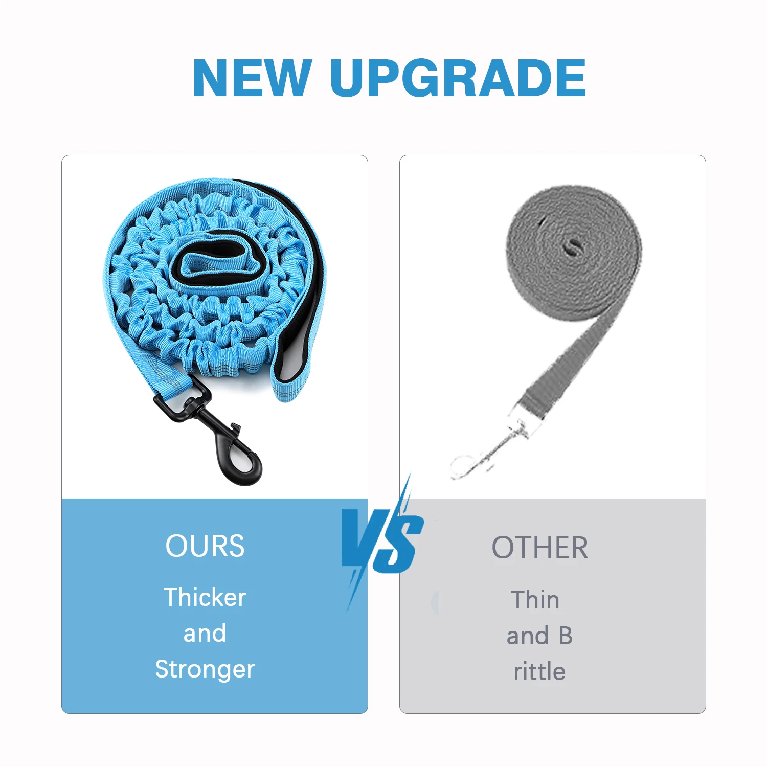 Correa elástica para perros, correa para perros resistente con absorción de impactos, correa de entrenamiento con 2 asas acolchadas, seguridad y comodidad mejorados para perros - imagen 5