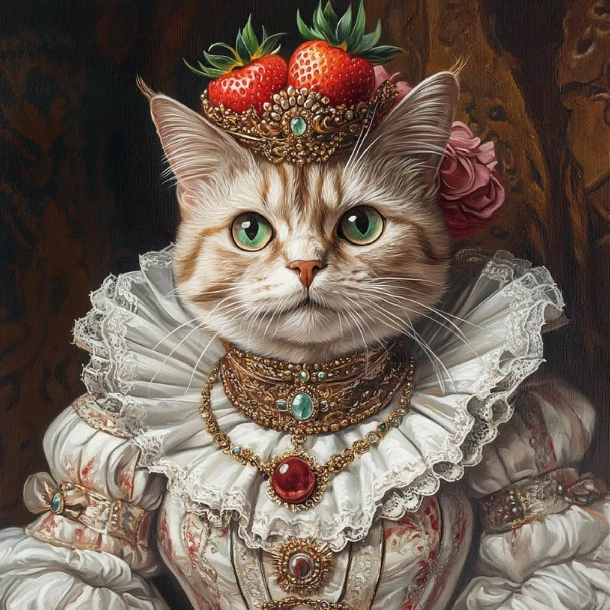 ATUBAN Retrato de mascota personalizado, Retrato de gato guerrero, Retrato de gato renacentista de foto, Regal de mascota con corona, Regalo conmemorativo de mascota, Perdida