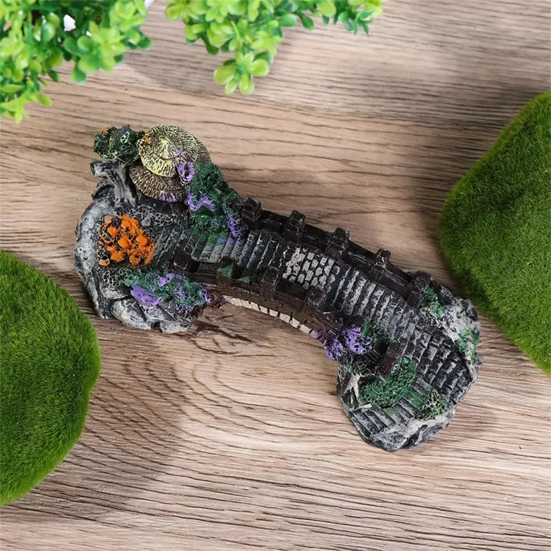 Puente Artificial para pecera, decoración de paisaje de resina, accesorios de equipo de Acuario, cueva de adorno, peces acuáticos para mascotas - imagen 4