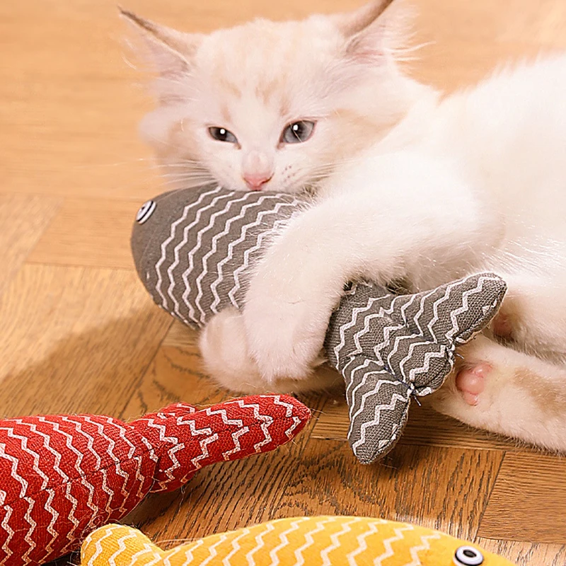 Juguete de pez para gato, rascador de gato, hierba gatera, juguete interactivo de simulación de pez, juguetes antiestrés de menta, juguete de peluche para gato y gatito - imagen 2
