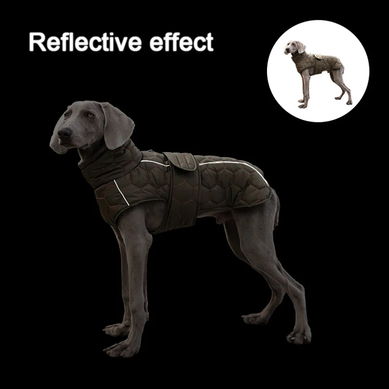 Ropa de invierno para perros grandes, chaqueta cálida acolchada suave a prueba de viento para perros, abrigo reflectante ajustable repelente al agua para nieve para perros grandes - imagen 4