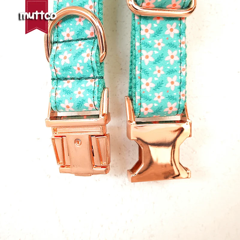 Collar con hebilla de metal grabado MUTTCO, collar con etiqueta de identificación de perro personalizada con rosa de vid, placa de identificación de 5 tamaños, suministro antipérdida para mascotas UDC163 - imagen 2