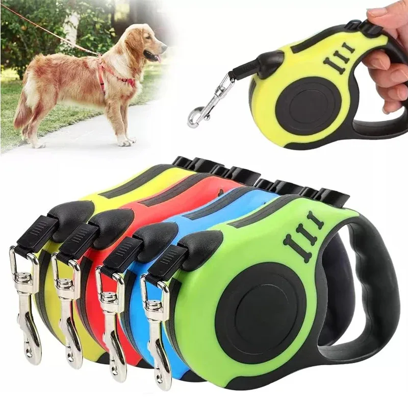 Trela para perros retráctil automática Trela, 3m/5m, duradera, nailon, plomo, cachorro, viajes al aire libre, senderismo