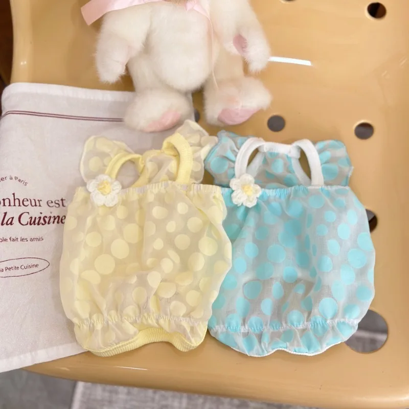 Vestido de verano con flores para mascotas, vestido de malla transparente con lunares para gatos, chaleco plisado con tirantes para el hombro, ropa para perros de peluche para perros pequeños - imagen 2