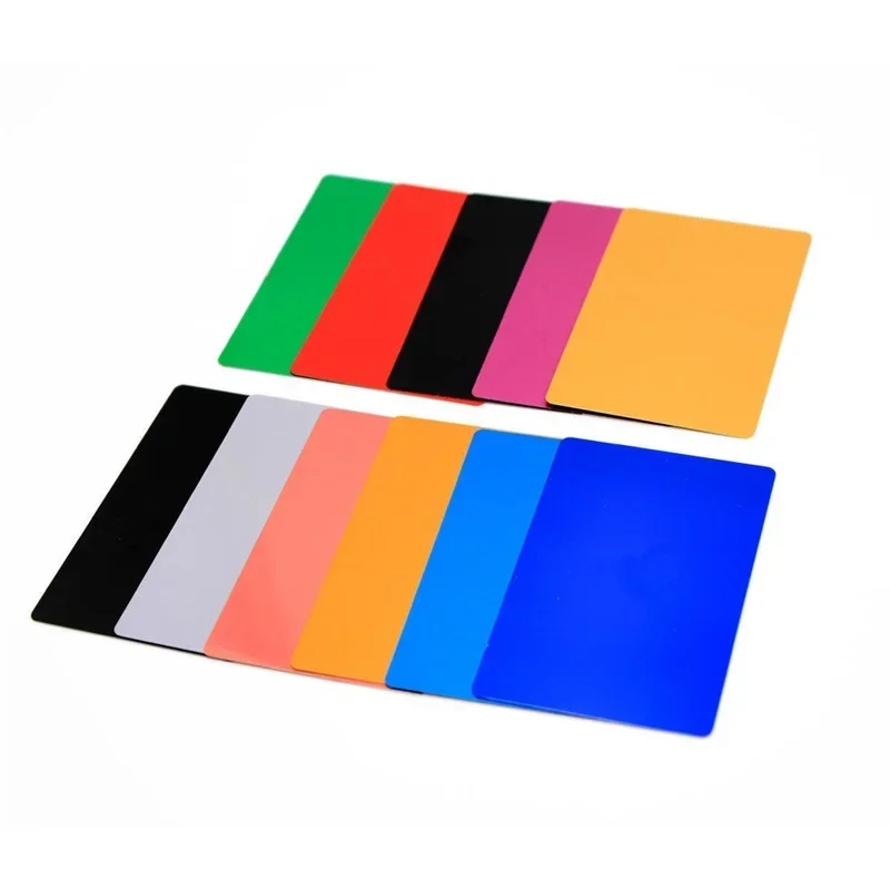 50 Uds. De tarjetas de visita de negocios lisas de Metal grabado con marca láser en blanco, etiqueta de identificación Personal ultrafina de aleación de aluminio para mascotas - imagen 3