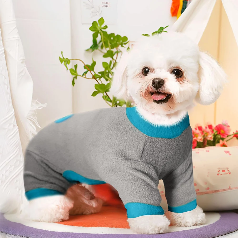 Pyjama à motif d'amour pour petits chiens, salopette sourire pour chiens, combinaison chaude pour chiot, nouveaux vêtements pour animaux de compagnie, hiver - imagen 3