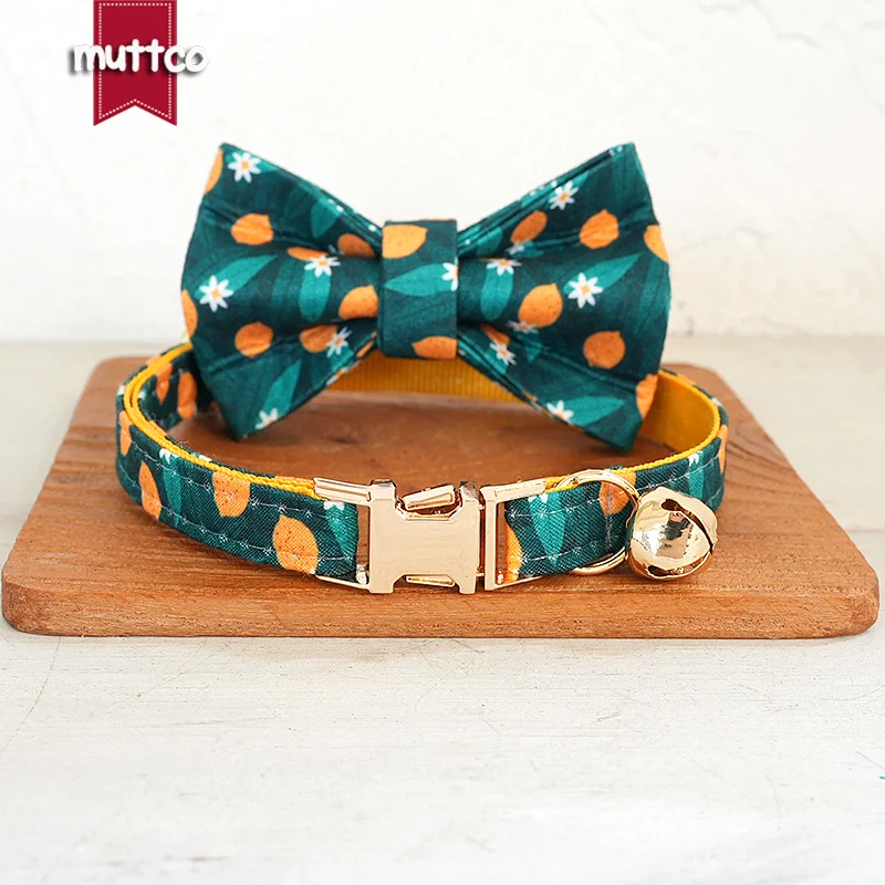 MUTTCO-collar de gato personalizado, diseño independiente, limón fresco, hecho a mano, 2 tamaños, UCC158 - imagen 5