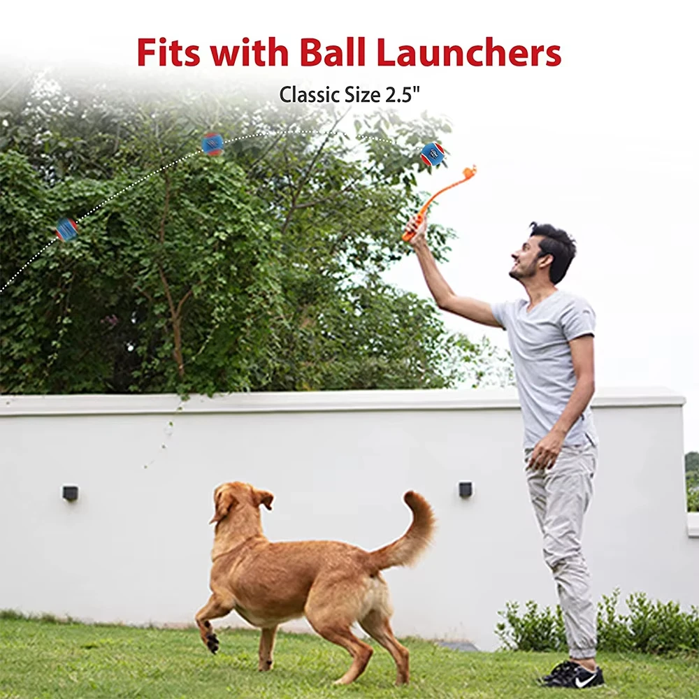 OUZEY 4 unids/set mascotas perro pelota de tenis chirriante juguetes resistente a mordeduras pelota de goma con sonido de alto rebote para perros pequeños y medianos juguete de entrenamiento - imagen 4