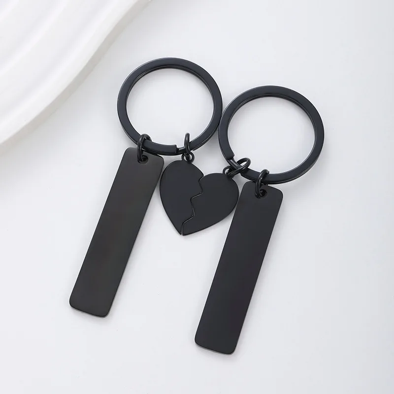 10 pares de llavero de pareja en blanco de acero inoxidable, colgante personalizable en blanco, accesorio antipérdida, recuerdo - imagen 4