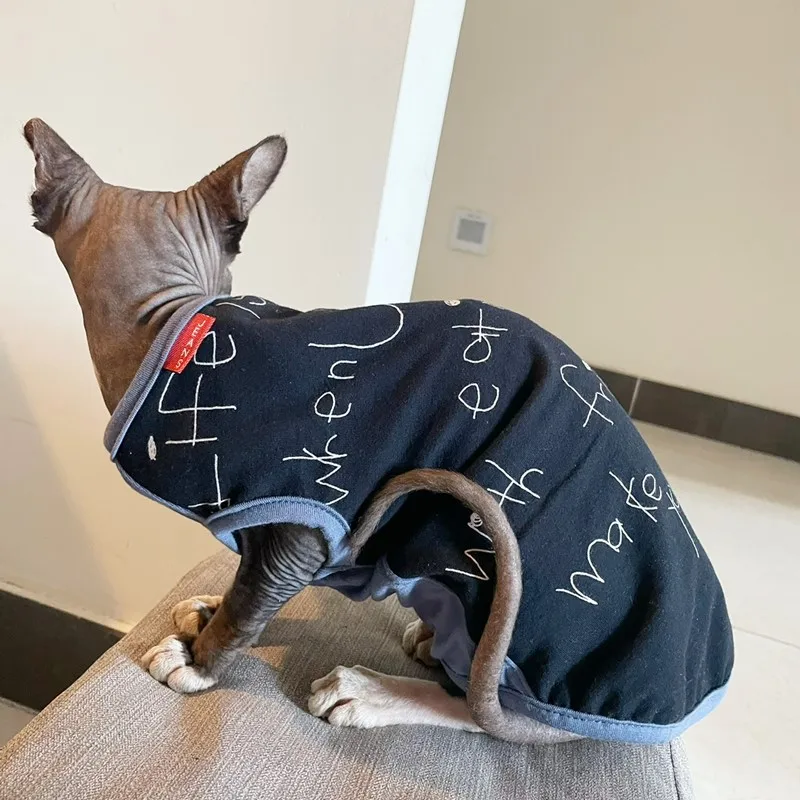 Sphynx-Chaqueta de algodón elástica sin pelo para gato, abrigo a cuadros para mascota, camiseta suave de moda para primavera - imagen 5