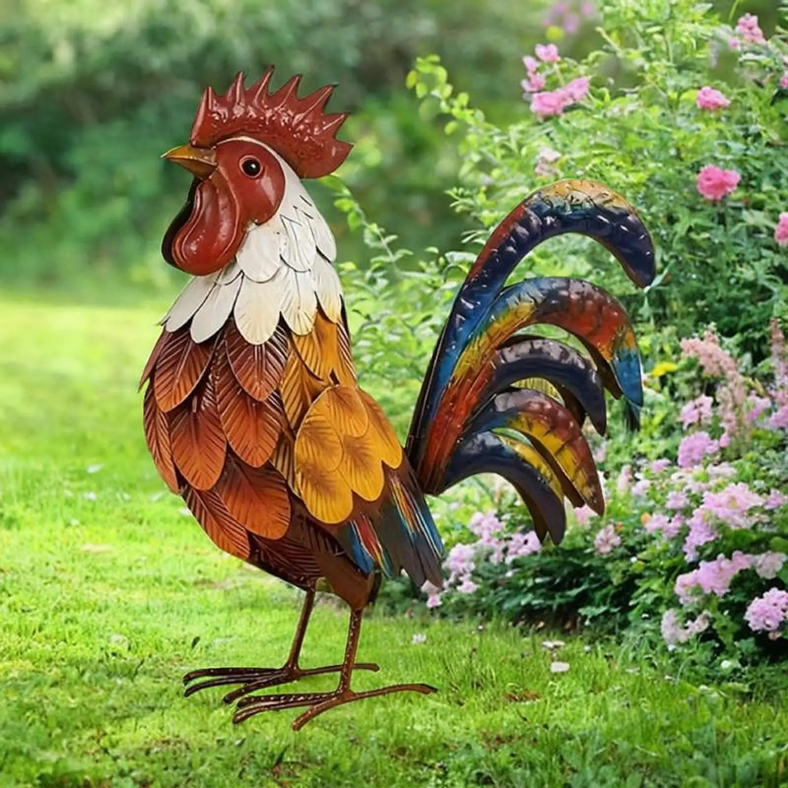 Escultura de gallo para jardín – Hierro resistente a la intemperie - imagen 3