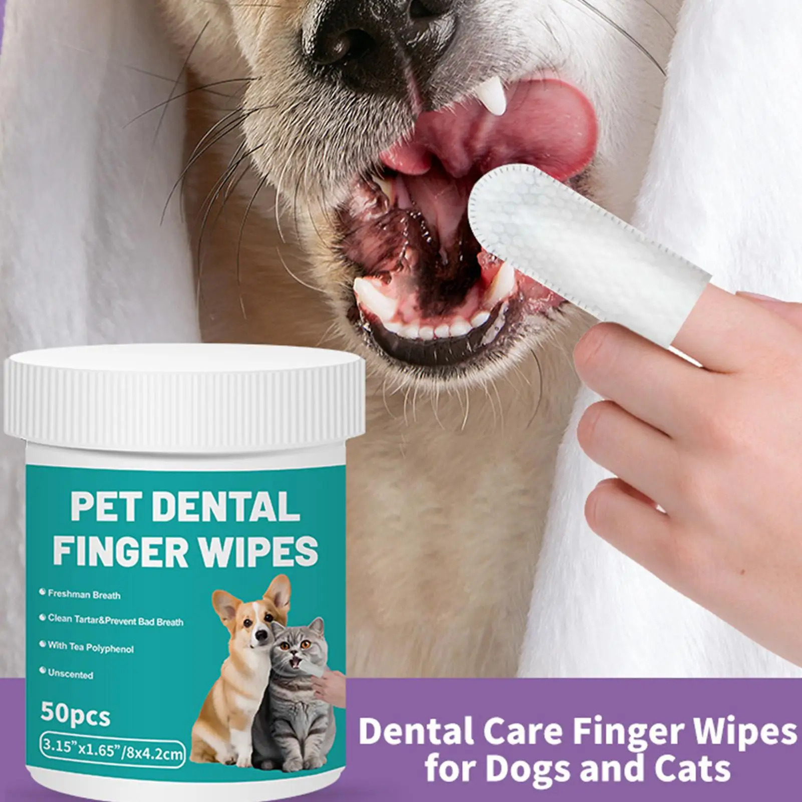 Toallitas dentales para perros y gatos contra el mal aliento
