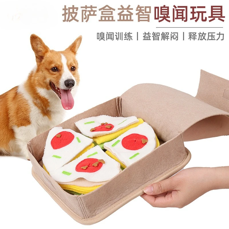 Pet Dog Pizza Sniffing Toy Grinding Sound Leaking Sound Dog Sniffing Toy Dog Toys for Small Dogs Accessories