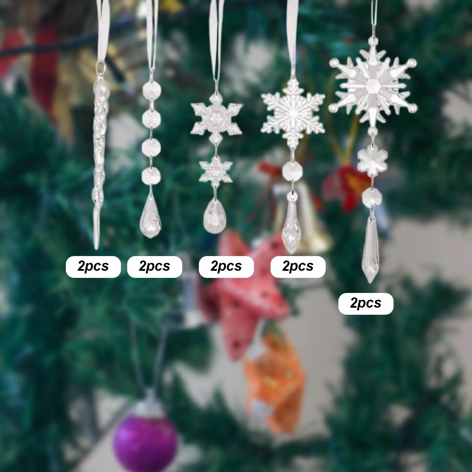 Adornos de carámbanos de nieve, decoración de árbol de Navidad, colección de decoración de temporada, adornos colgantes, colgantes de árbol de Navidad para fiesta - imagen 3