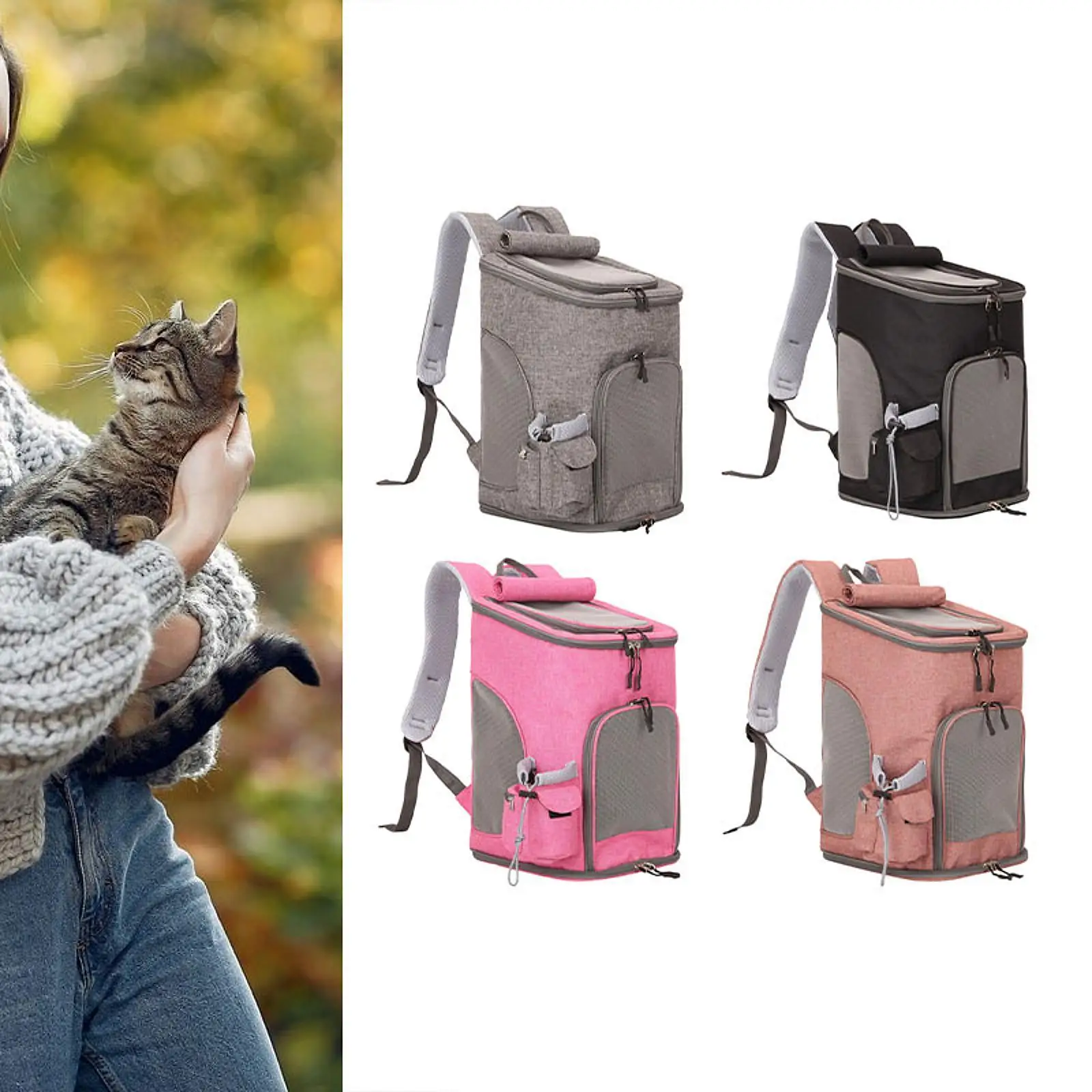 Mochila de malla para mascotas, cómoda bolsa portátil para gatos para acampar al aire libre y senderismo - imagen 4