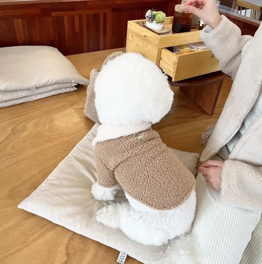 Otoño Invierno abrigo cálido grueso perro gato hebilla sacudiendo abrigo polar Teddy Yorkshire cachorro pequeño perro cuerno hebilla abrigo ropa - imagen 5