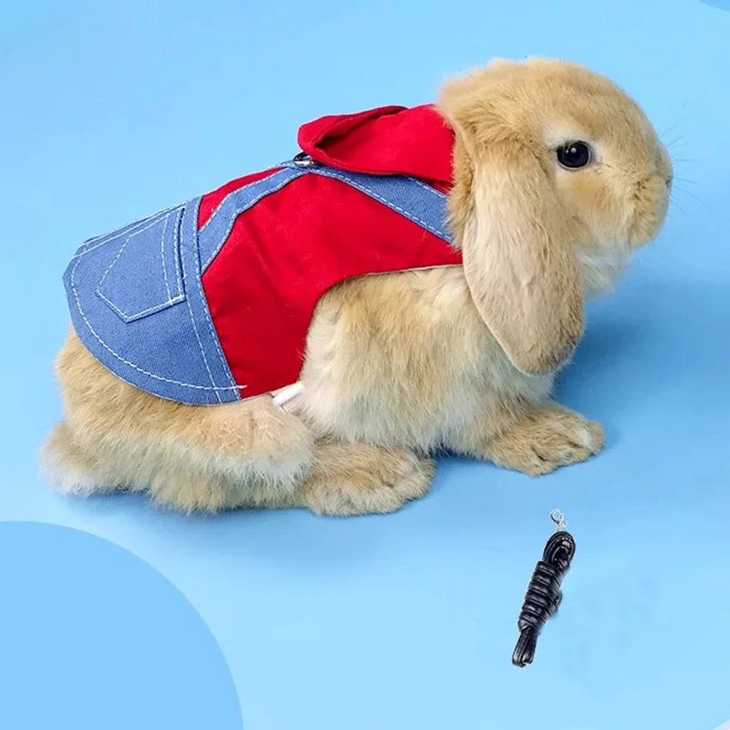 Disfraz de conejo vaquero, ropa con hebilla, correa para caminar, arnés para mascotas para animales pequeños, Gotas, conejillo de indias, accesorios - imagen 4