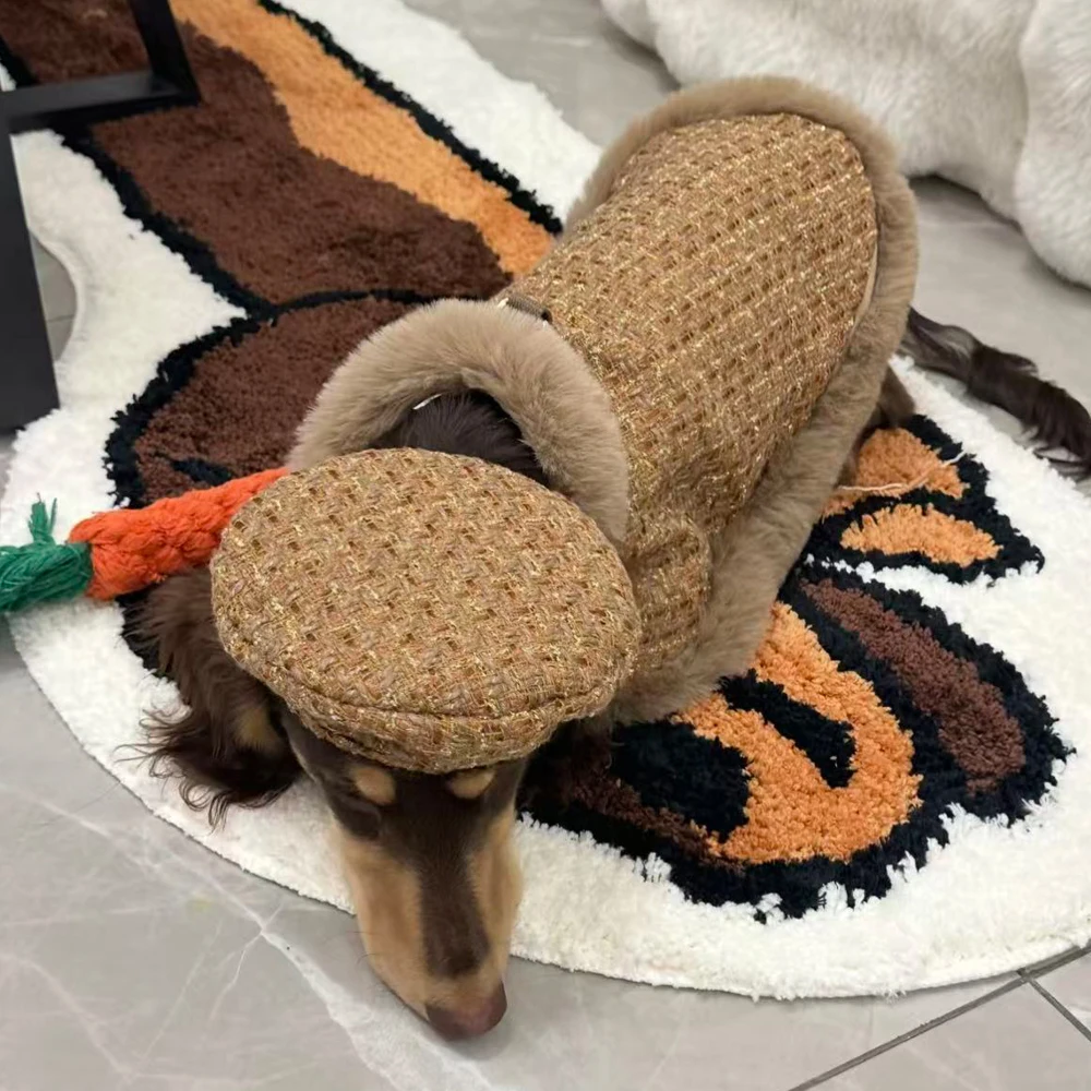 Conjunto de ropa con abrigo de piel para perros pequeños y tipo salchicha - imagen 5