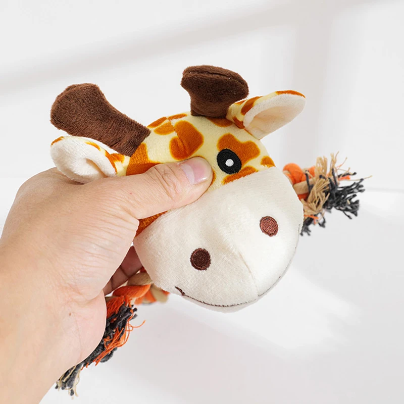 Juguete chirriante para perros pequeños, peluche suave para masticar, forma de Animal, resistente a las mordeduras, cuerda de algodón, suministros para mascotas - imagen 2