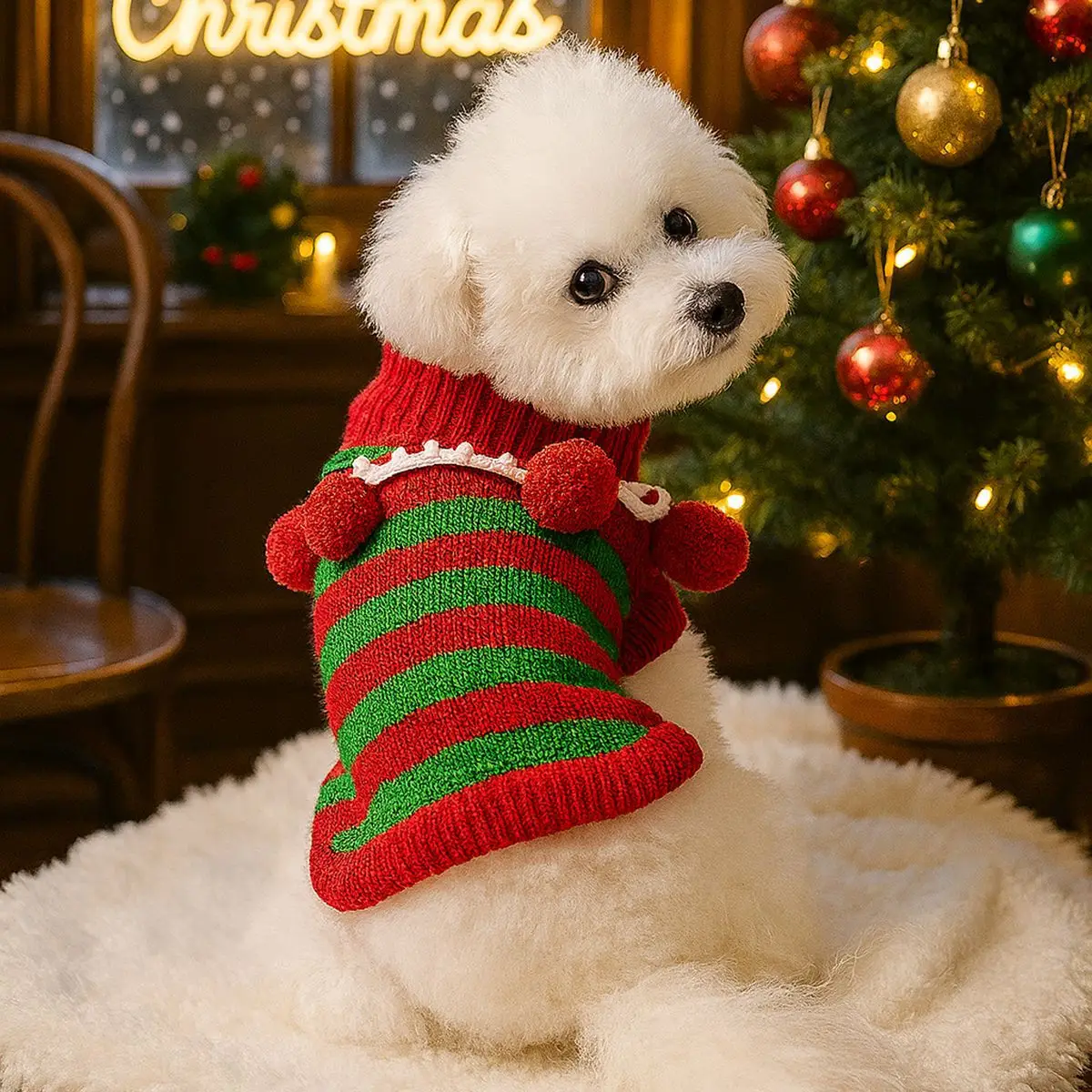 Suéter de Halloween a rayas para otoño/invierno para mascotas, suéter tejido de Navidad para mascotas, ropa para perros pequeños, ropa para cachorros