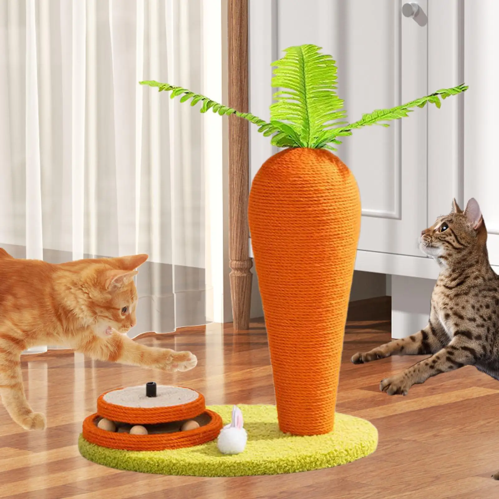 Cat Scratch Post Toy Carrot Shape Cat Scratcher Post for Exercise Playing