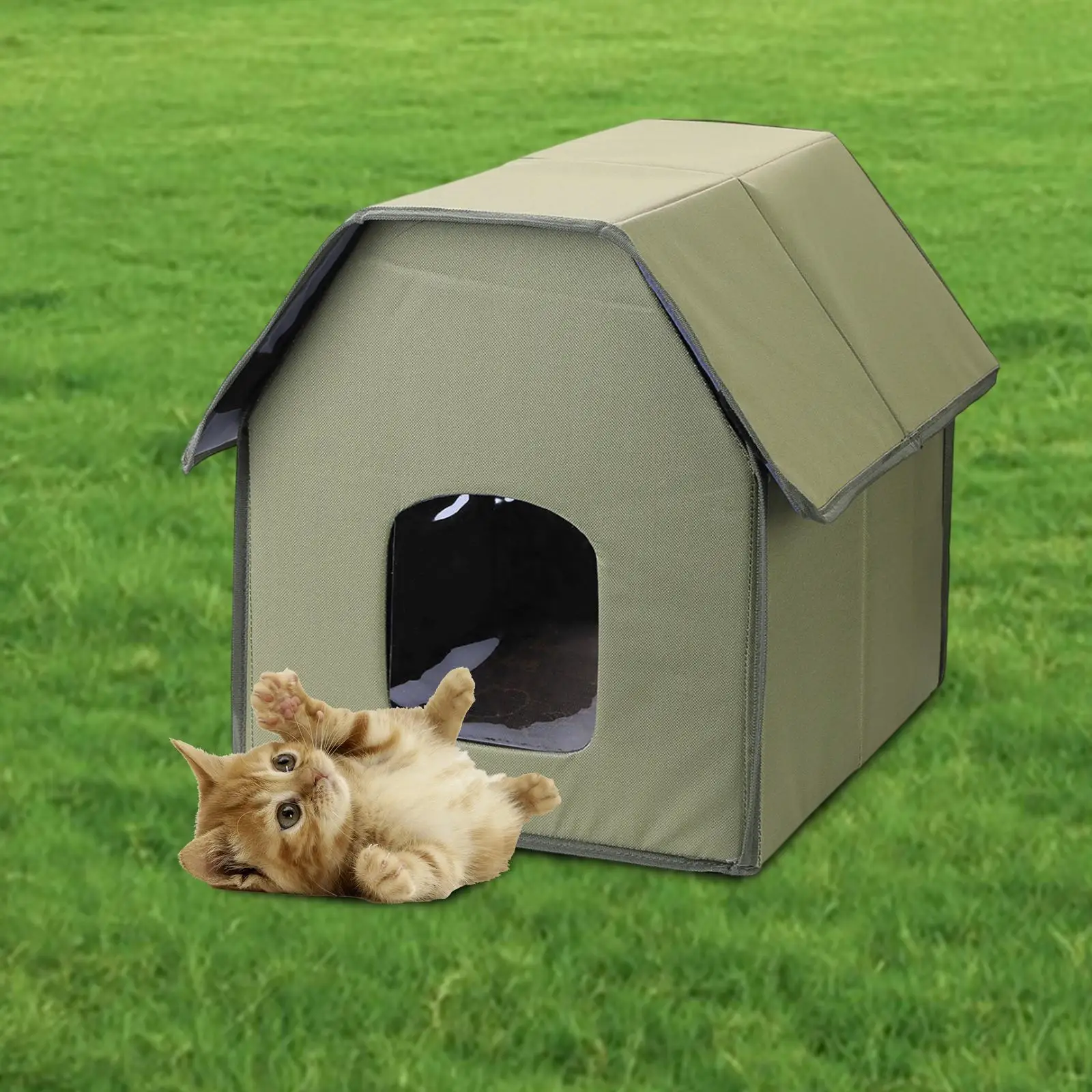 Casa para perros y gatos al aire libre, tienda para gatos resistente a la intemperie, cama, calentador de invierno, cueva para mascotas para gatitos, cachorros, animales pequeños, refugio, suministros para mascotas - imagen 4