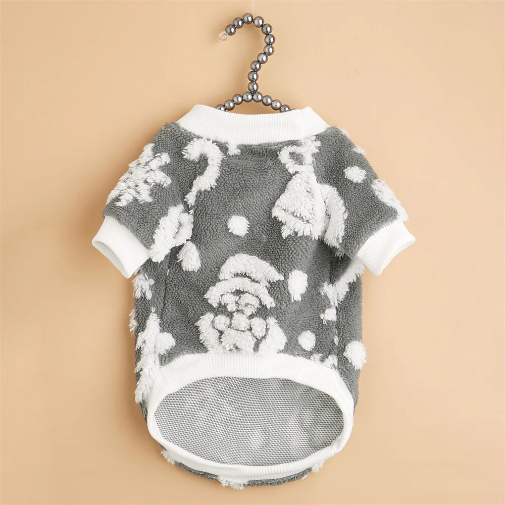 Ropa navideña para perros, suéteres cálidos de felpa para invierno, patrón navideño, gato, cachorro, perro pequeño, copo de nieve, ropa para mascotas, Chihuahua, Yorkies - imagen 3