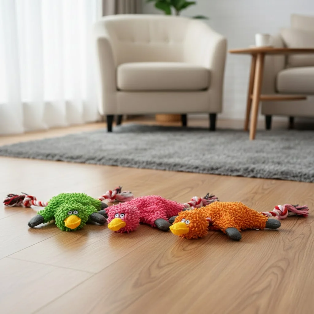 Juguete masticable para perros con felpa, cuerda y chirrido duradero - imagen 2