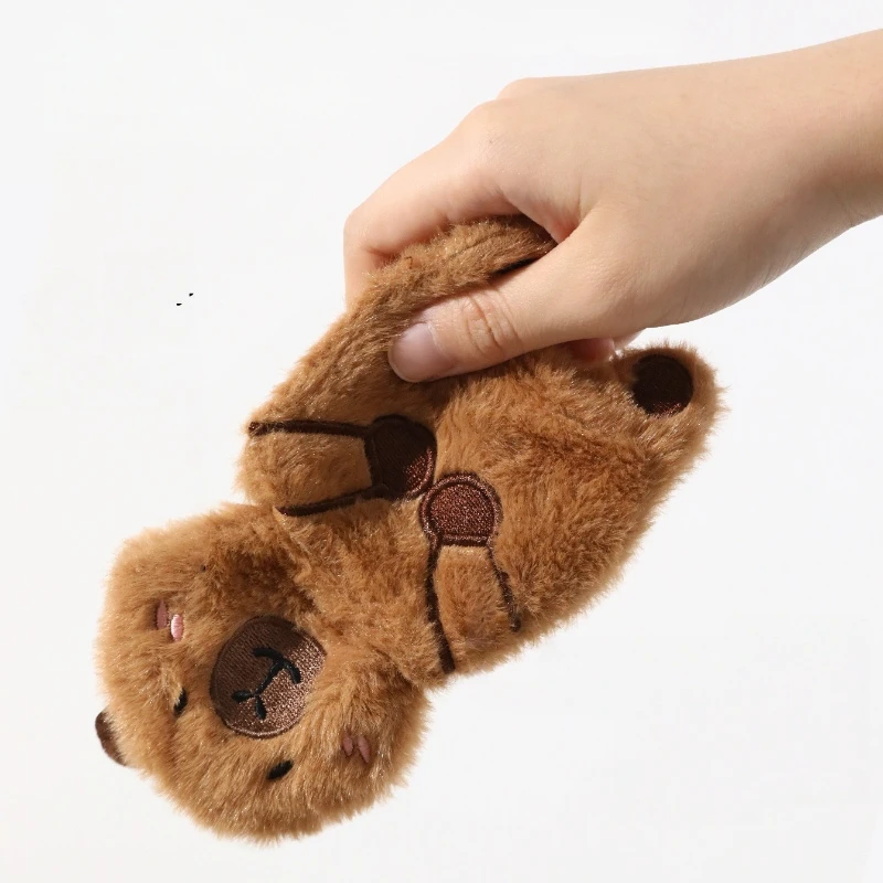 Juguetes chirriantes de oso capibara de peluche: lindo oso marrón resistente a masticar, juguete para perros y gatos sin relleno para juegos autónomos - imagen 5