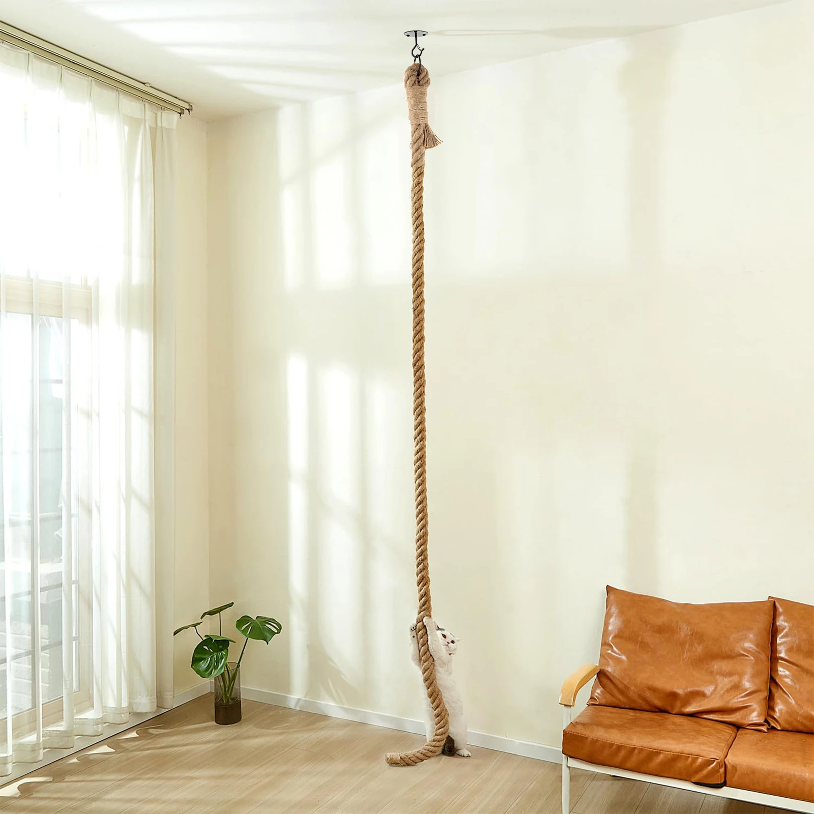 Cuerda trepadora de Sisal para gatos, árbol escalador para jugar, poste rascador, juguetes interactivos, ejercicio de gimnasio en la jungla para gatos de interior - imagen 2