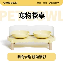 Soporte doble antisalpicaduras para cuencos de gatos y perros