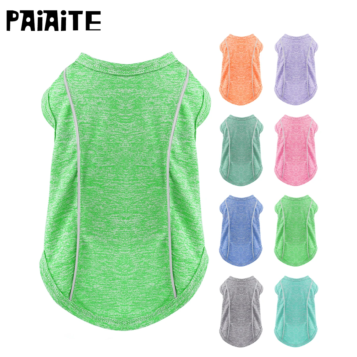 Camisas para perros de protección solar con tiras reflectantes, secado rápido, tela elástica suave, disponible en tamaños para perros pequeños a grandes