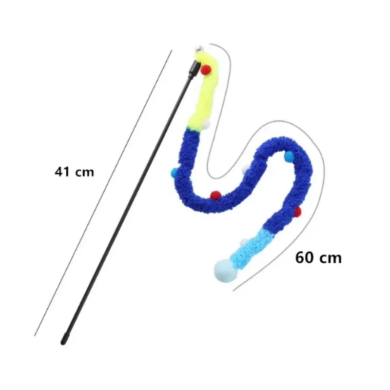 Juguete para gatos, varita rompecabezas de plumas para gatos, juguetes interactivos para gatos, oruga divertida, varilla colorida, varita rompecabezas de bolas de pelo de Navidad, suministros para mascotas - imagen 5