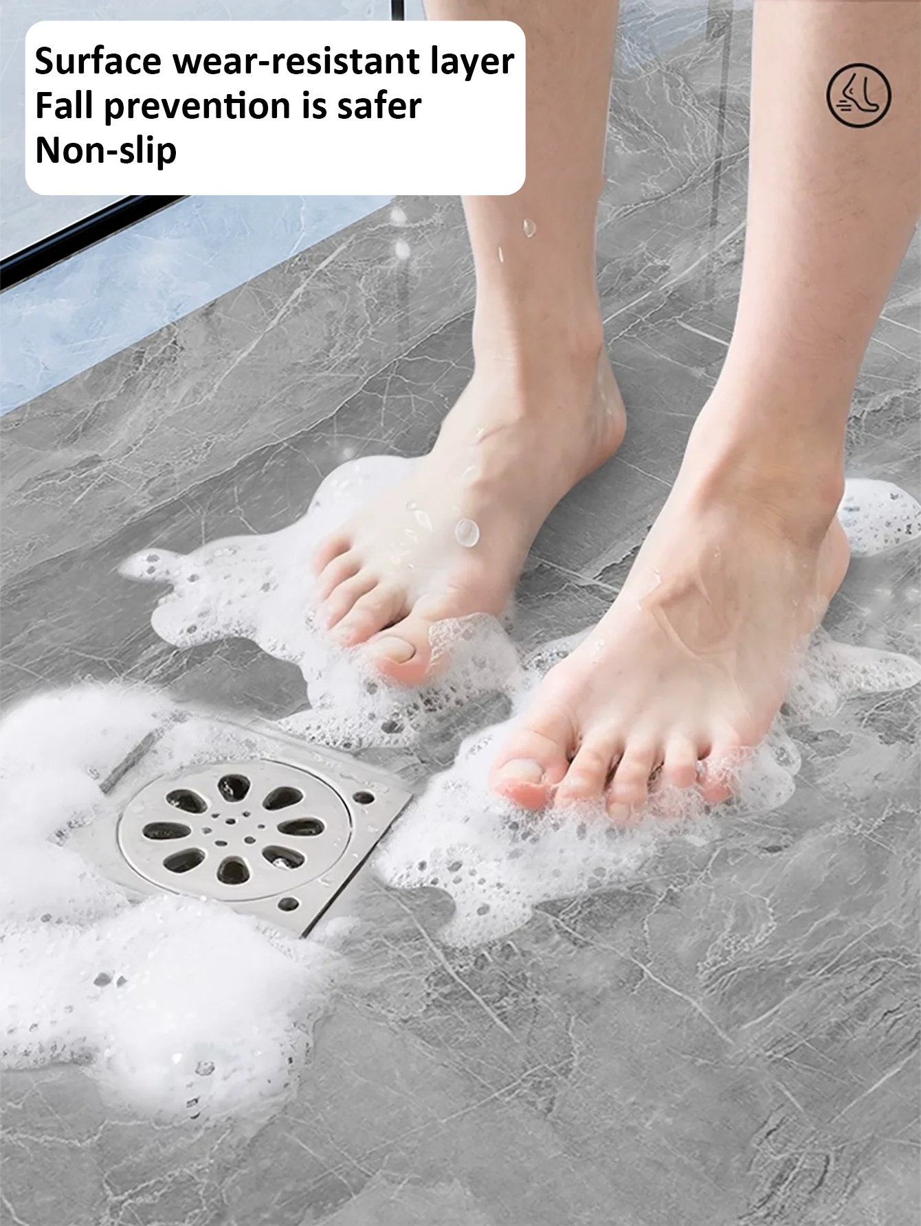 Azulejos de suelo de mármol de imitación, papel tapiz autoadhesivo simple, pelar y pegar DIY, pegatinas decorativas impermeables, antideslizantes y resistentes al desgaste, adecuadas para cocina, baño, dormitorio, sala de estar, comedor y renovación de muebles (15. 7 pulgadas X 196. 8 pulgadas) - imagen 2