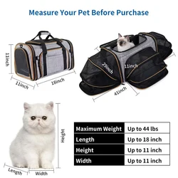 Bolsa viaje expandible para gatos y perros – Forro felpa lavable